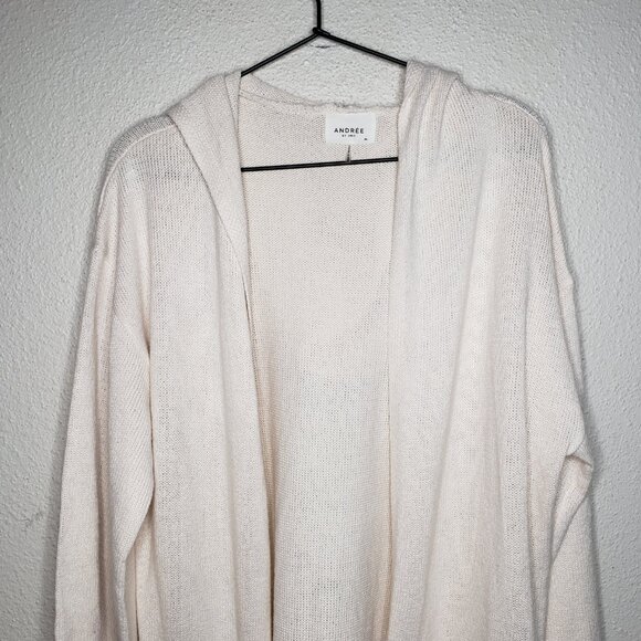 Anree by Unit Sz M Beige Knit Hooded Long Cardigan - Picture 2 of 5